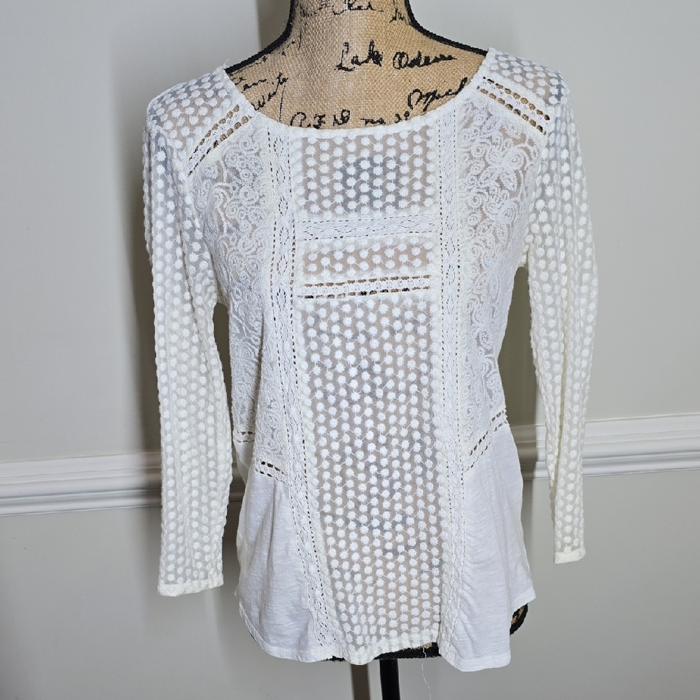 Lucky Brand White Lace Blouse